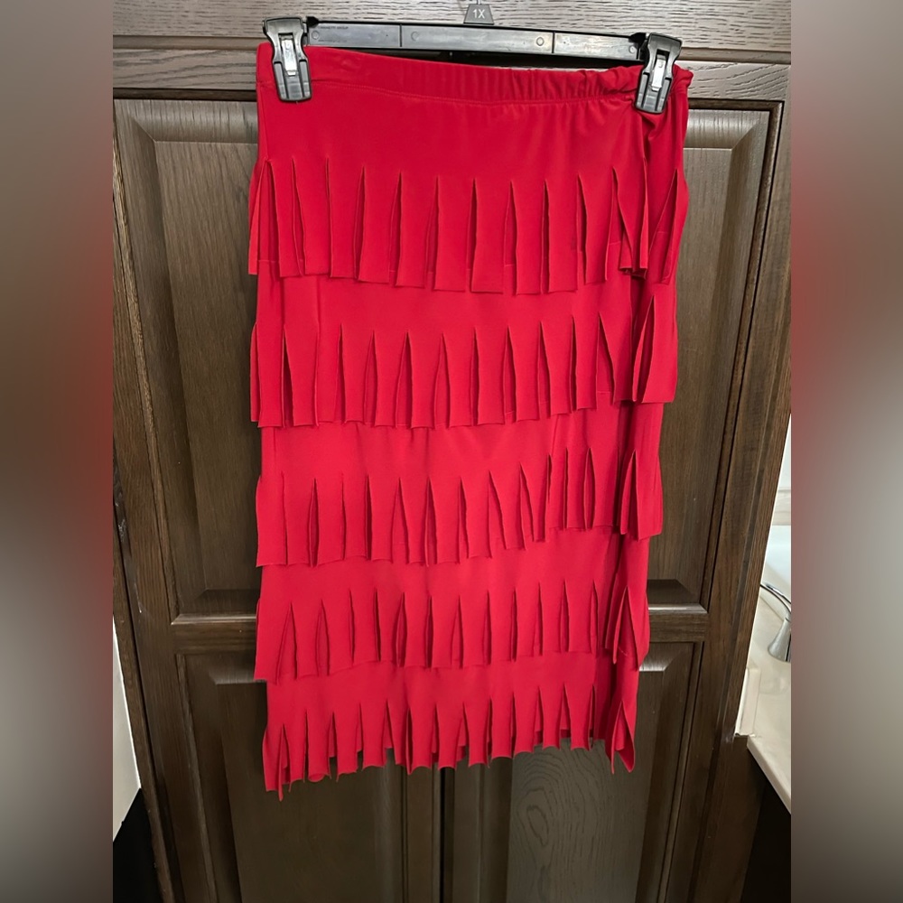 Red car wash midi skirt!